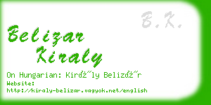 belizar kiraly business card